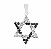Sterling Silver Star of David Pendant - Pave Stone Setting