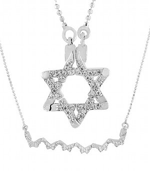 Sterling Silver Star  David Butterfly Magnetic  Necklace