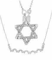 Sterling Silver Star  David Butterfly Magnetic  Necklace