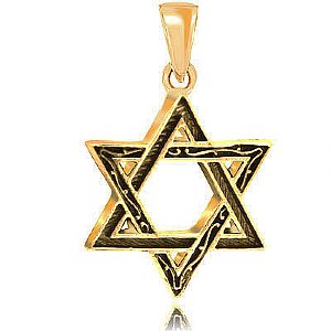 Sterling Silver Star of David Pendant - with 24K Gold Overlay