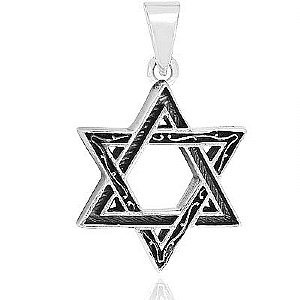 Sterling Silver Star of David Pendant - Pave