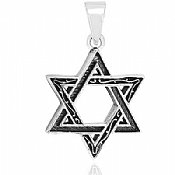 Sterling Silver Star of David Pendant - Pave