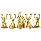 Collectible Joyous Family Menorah 5 Die-Casted Metal Figurines - Gold