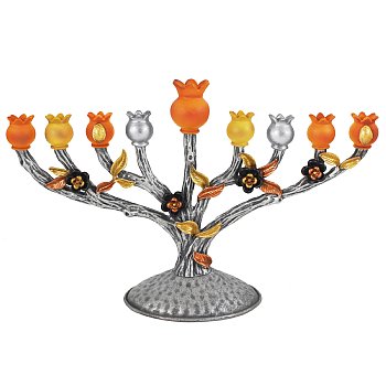 Collectible Pomegranate Menorah - Rich Metallic Tones