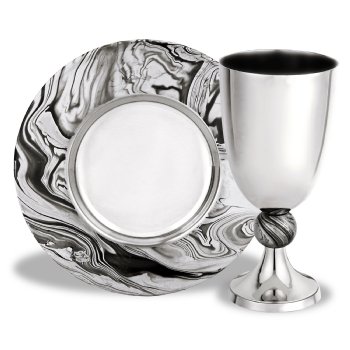 Elegant Kiddush Cup Set with Marble Decor