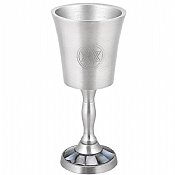 Aluminum Wine Cup with Natural Black Pearl Inlay - Pewter Finish