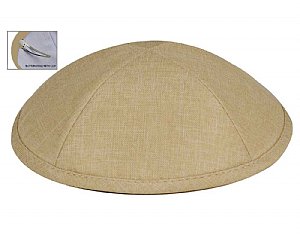 Deluxe Linen Kippot with Optional Imprint - Beige