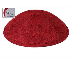 Deluxe Linen Kippot with Optional Imprint - Burgandy