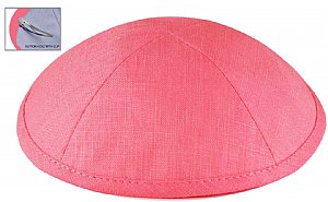 Deluxe Linen Kippot with Optional Imprint - Bubble Gum Pink