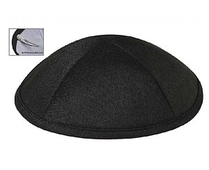 Deluxe Linen Kippot with Optional Imprint - Black