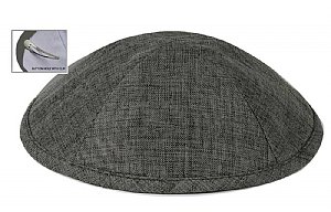 Deluxe Linen Kippot with Optional Imprint - Dark Grey