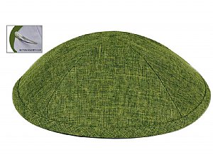 Deluxe Linen Kippot with Optional Imprint - Green