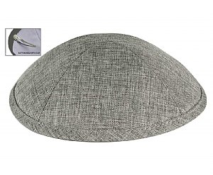 Deluxe Linen Kippot with Optional Imprint - Medium Grey