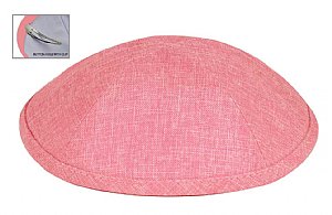 Deluxe Linen Kippot with Optional Imprint - Pink