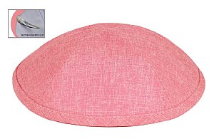 Deluxe Linen Kippot with Optional Imprint - Pink