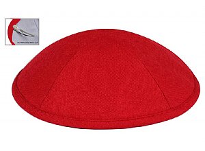 Deluxe Linen Kippot with Optional Imprint - Red