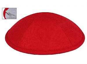 Deluxe Linen Kippot with Optional Imprint - Red