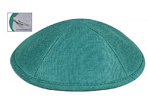 Deluxe Linen Kippot with Optional Imprint - Teal/ Turquoise