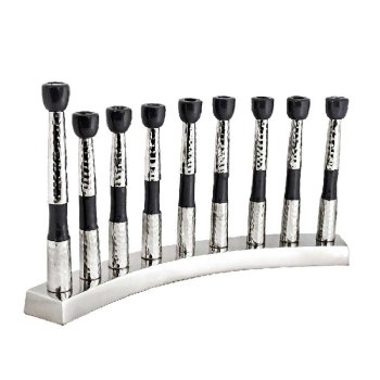 Nickel Plated Formation Menorah - Black