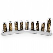 Modern Aluminum Bullets Menorah with Marble Decal - Gold