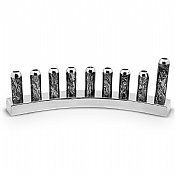 Modern Aluminum Bullets Menorah with Marble Decal - Silver