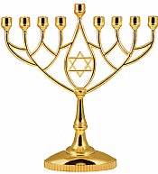 Gold Tone Classic Hanukkah Menorah - Geometric