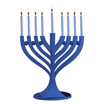 Small Classic Menorah with Birthday Candles - Blue