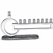 Elegant Aluminum Modern Menorah with Marble Decal Base