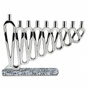 Elegant Aluminum Squiggles Menorah with Marble Decal Base