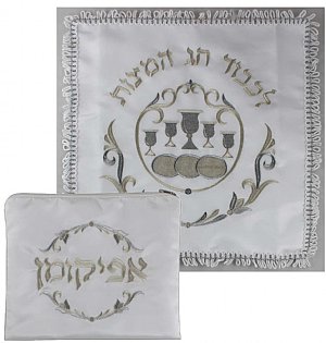 Matzah and Afikoman Set Square - 2-Tone Silver