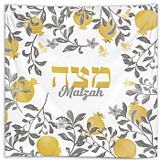 Screen Printed  Matzah Cover - Pomegranate Gold/Silver