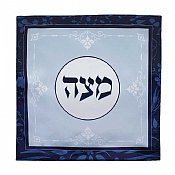 Silk Screened  Matzah Cover - Blue Elegance