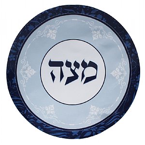 Silk Screened  Matzah Cover - Blue Elegance