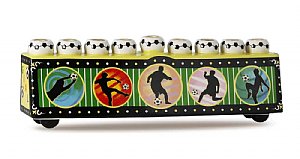 Ceramic Collectible Sports Menorah - Soccer