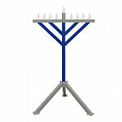 Large Floor Display Indoor/Outdoor Menorah Blue/Silver