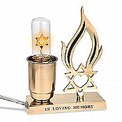 Electric Powered Memorial/Yizkor Lamp - Enamel & Brass