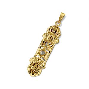 14K Gold Filigree Mezuzah Pendant