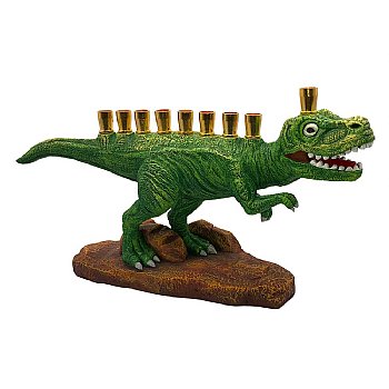 Polyresin Dinosaur Menorah - Natural Tones