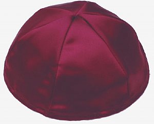 Satin Kippot with Optional Personalization - Burgundy