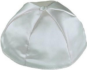 Satin Kippot with Optional Personalization - Light Grey