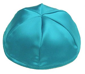 Satin Kippot with Optional Personalization - Turquoise