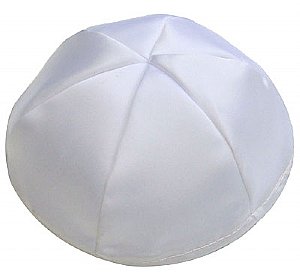 Satin Kippot with Optional Personalization - White