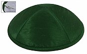 Raw Silk Imprinted Kippot - Green