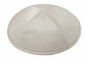 Raw Silk Imprinted Kippot - Grey