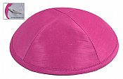 Raw Silk Imprinted Kippot - Hotpink