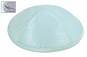 Raw Silk Imprinted Kippot - Light Blue