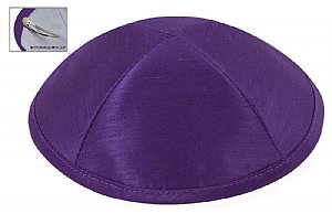Raw Silk Imprinted Kippot - Medium Purple