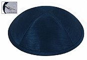 Raw Silk Imprinted Kippot - Navy Blue