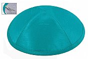 Raw Silk Imprinted Kippot - Turquoise