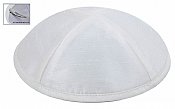 Raw Silk Imprinted Kippot - White